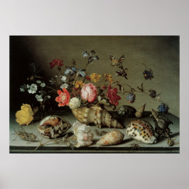 Blume, Muscheln und Insekten Balthasar van der Ast Poster