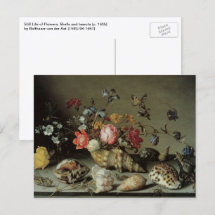 Blume, Muscheln und Insekten Balthasar van der Ast Postkarte