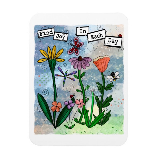 Blume, Musical Notes und Joy Artwork Magnet (Vertikal)