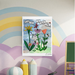 Blume, Musical Notes und Joy Artwork Poster