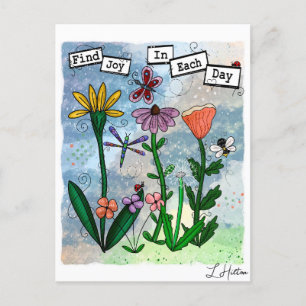 Blume, Musical Notes und Joy Artwork Postkarte