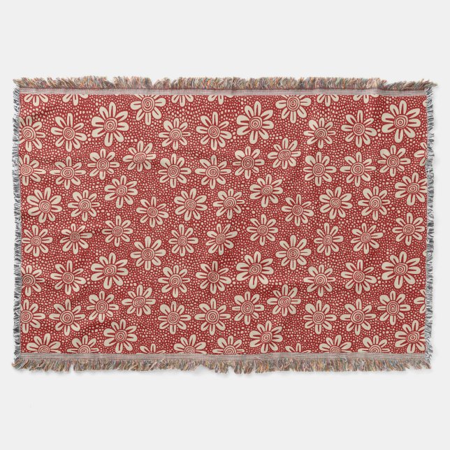 Blume Muster 140617 - Ruby Red auf Beige Decke (Vorderseite)
