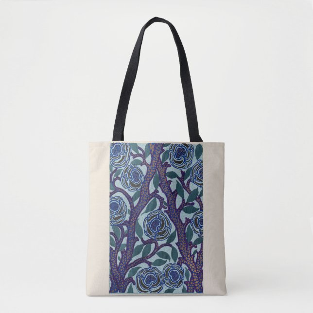 Blume Muster Art Deco Schablone Tote Tasche (Vorderseite)