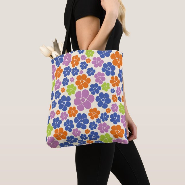 Blume Muster - Blau, orange, Lila, grün (Von Nahem)