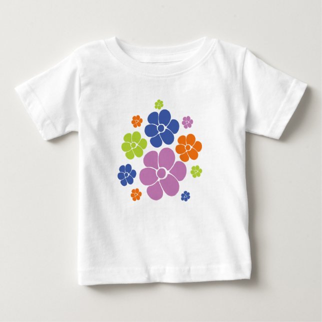 Blume Muster - Blau, orange, Lila, grün Baby T-shirt (Vorderseite)