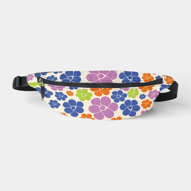 Blume Muster - Blau, orange, Lila, grün Bauchtasche (Vorderseite)