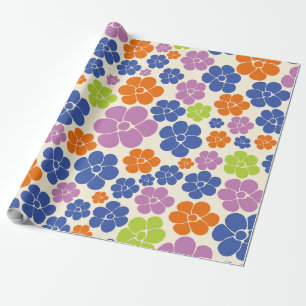 Blume Muster - Blau, orange, Lila, grün Geschenkpapier