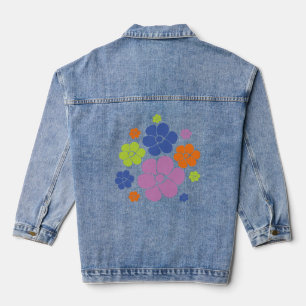 Blume Muster - Blau, orange, Lila, grün Jeansjacke