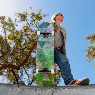 Blume Muster Blau und Grün Skateboard