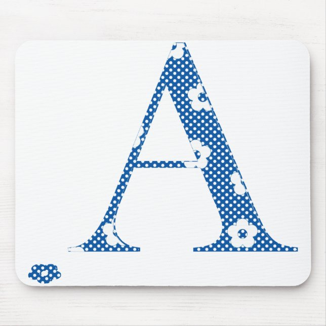 Blume Muster Buchstabe A (blau) Mousepad (Vorne)