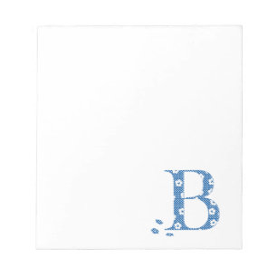 Blume Muster Buchstabe B (blau) Notizblock