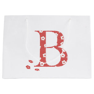 Blume Muster Buchstabe B (rot) Große Geschenktüte