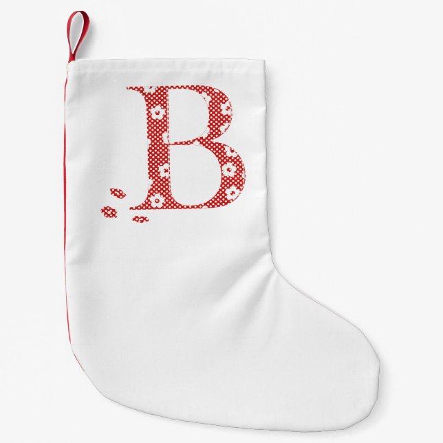 Blume Muster Buchstabe B (rot) Kleiner Weihnachtsstrumpf (Vorderseite)
