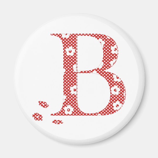 Blume Muster Buchstabe B (rot) Magnet (Vorne)