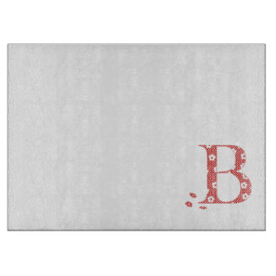 Blume Muster Buchstabe B (rot) Schneidebrett