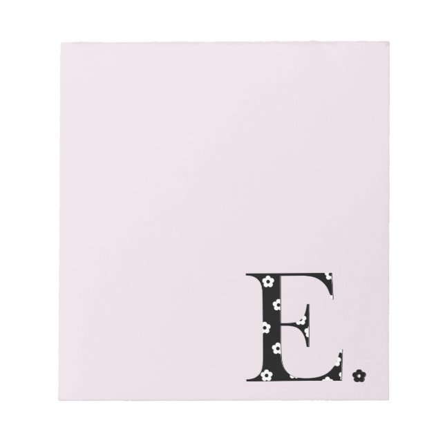 Blume Muster Buchstabe E Notizblock (Vorderseite)