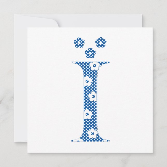 Blume Muster Buchstabe I (blau) (Vorderseite)