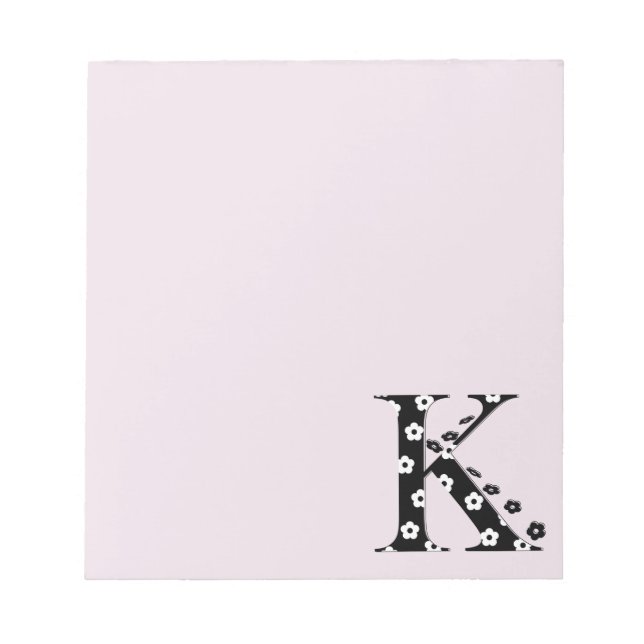 Blume Muster Buchstabe K Notizblock (Vorderseite)