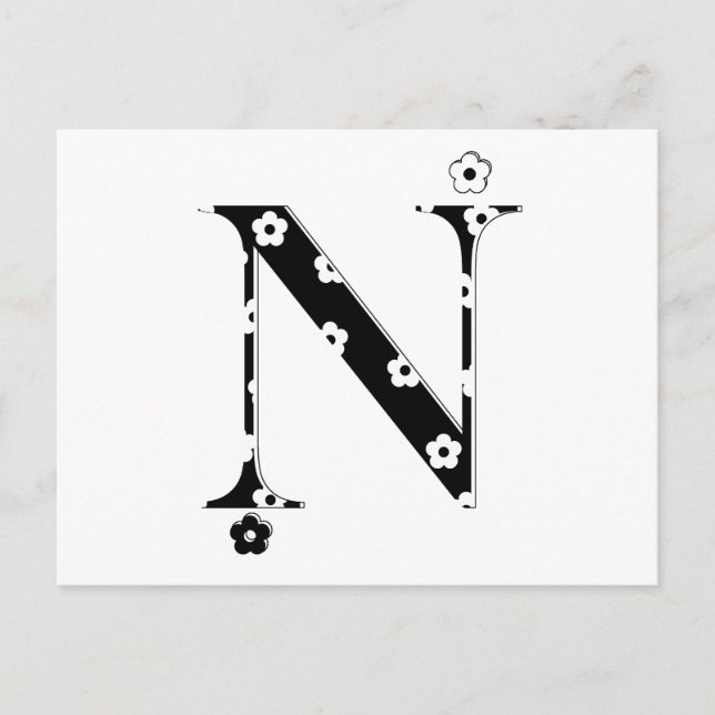 Blume Muster Buchstabe N Postkarte (Vorderseite)