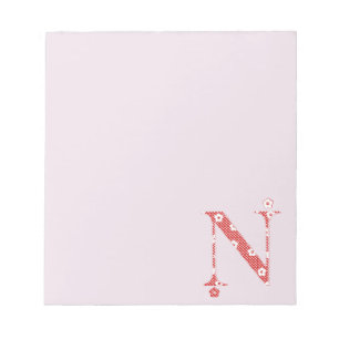 Blume Muster Buchstabe N (rot) Notizblock