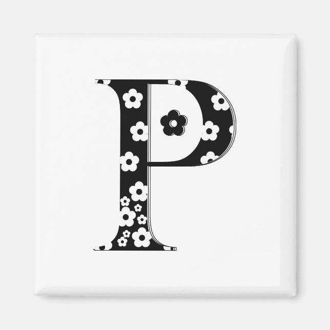 Blume Muster Buchstabe P Magnet (Vorne)