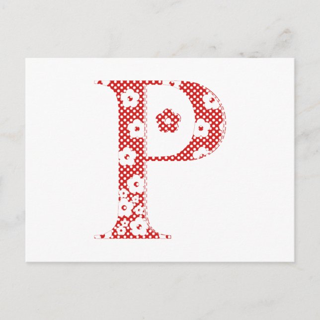 Blume Muster Buchstabe P (rot) Postkarte (Vorderseite)