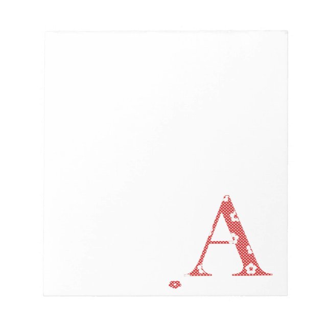 Blume Muster Buchstaben A (rot) Notizblock (Vorderseite)