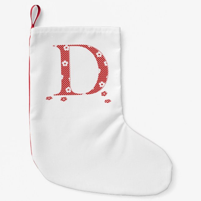 Blume Muster Buchstaben D (rot) Kleiner Weihnachtsstrumpf (Vorderseite)