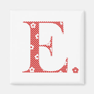 Blume Muster Buchstaben E (rot) Magnet