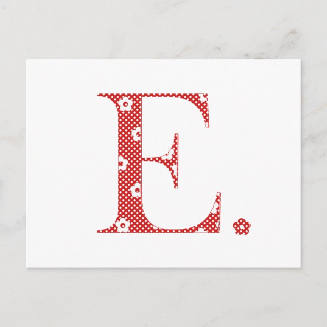 Blume Muster Buchstaben E (rot) Postkarte (Vorderseite)