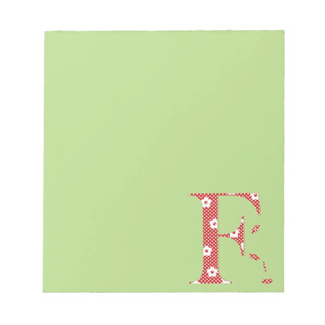 Blume Muster Buchstaben F (rot) Notizblock (Vorderseite)
