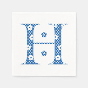 Blume Muster Buchstaben H (blau) Serviette