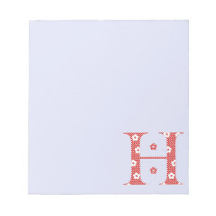 Blume Muster Buchstaben H (rot) Notizblock