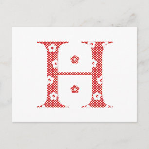 Blume Muster Buchstaben H (rot) Postkarte