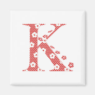 Blume Muster Buchstaben K (rot) Magnet
