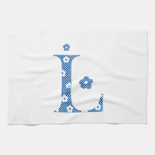 Blume Muster Buchstaben L (blau) Handtuch