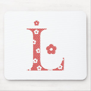 Blume Muster Buchstaben L (rot) Mousepad