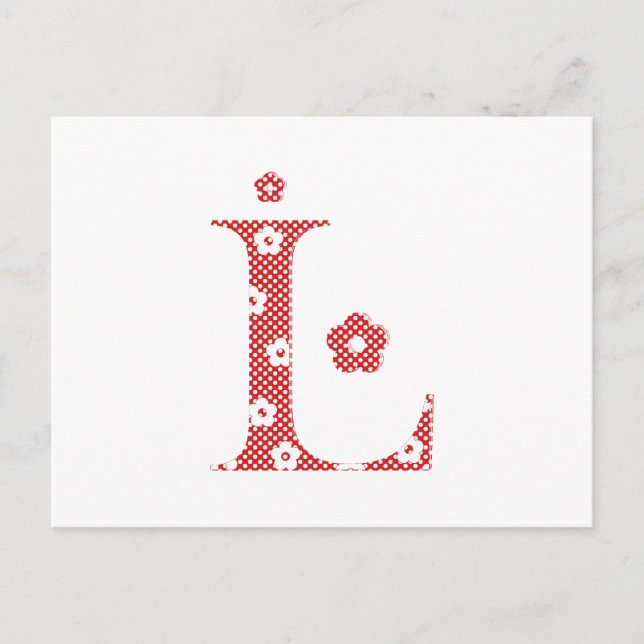 Blume Muster Buchstaben L (rot) Postkarte (Vorderseite)