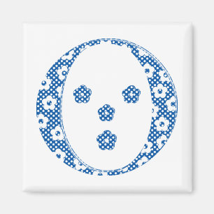 Blume Muster Buchstaben O (blau) Magnet