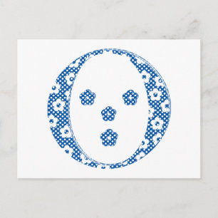 Blume Muster Buchstaben O (blau) Postkarte
