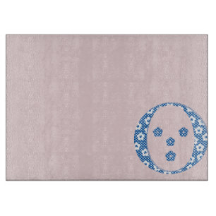 Blume Muster Buchstaben O (blau) Schneidebrett