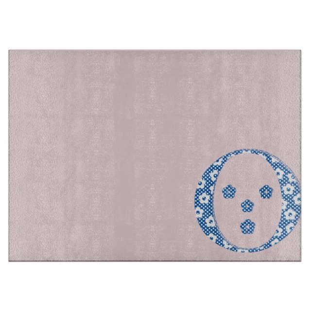 Blume Muster Buchstaben O (blau) Schneidebrett (Vorderseite)