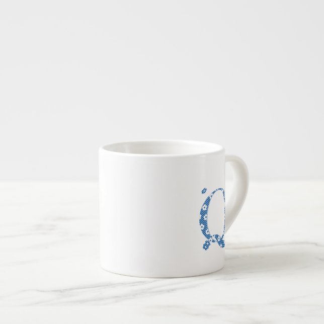 Blume Muster Buchstaben Q (blau) Espressotasse (Vorderseite Rechts)