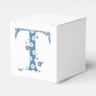 Blume Muster Buchstaben T (blau) Geschenkschachtel