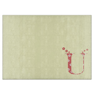 Blume Muster Buchstaben U (rot) Schneidebrett