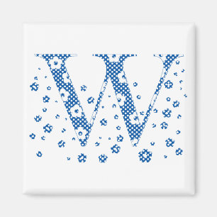 Blume Muster Buchstaben W (blau) Magnet