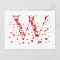 Blume Muster Buchstaben W (rot)