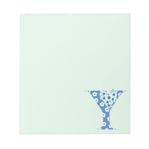 Blume Muster Buchstaben Y (blau) Notizblock
