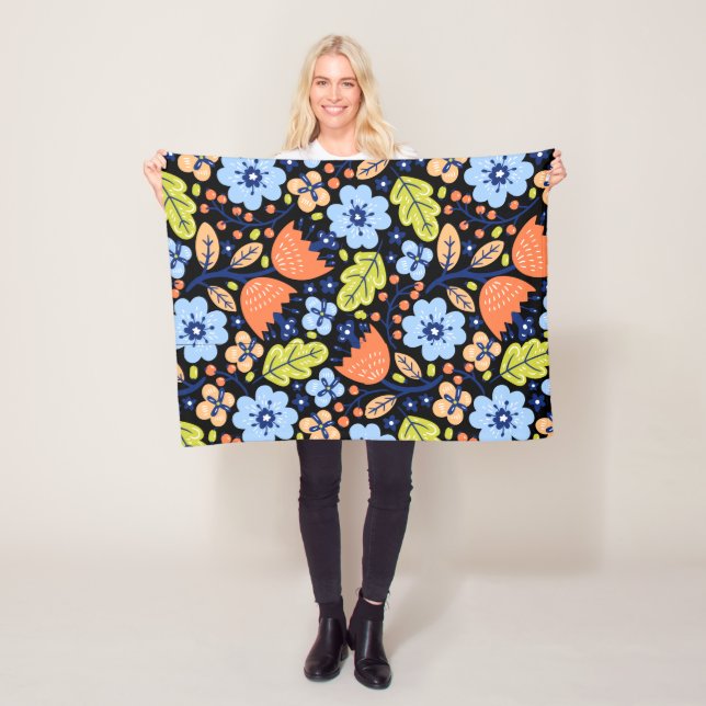 Blume Muster bunt leuchtend Fleecedecke (Beispiel)