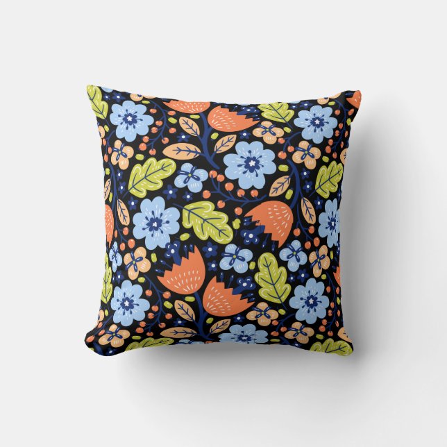 Blume Muster bunt leuchtend Kissen (Vorderseite)